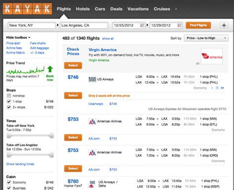 kayak airlines prices|kayak airline info.